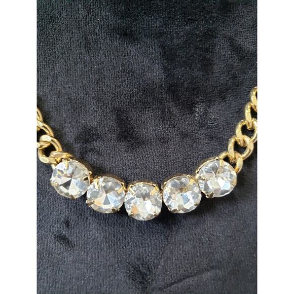 Women Gold Chain Necklace Clear Crystal Accent Lobster Clasp Elegant Minimalist - Picture 3 of 6